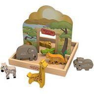BeginAgain What I Like Safari Story Box - Educational Wooden Animal Recognition Playset - 2 & Up, Multi (H1503)