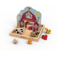 BeginAgain - Sounds Around the Farm Story Box, Help Build Creativity, Imagination and Storytelling Skills, Educational Wooden Animal Recognition Playset (For Kids 2 and Up)