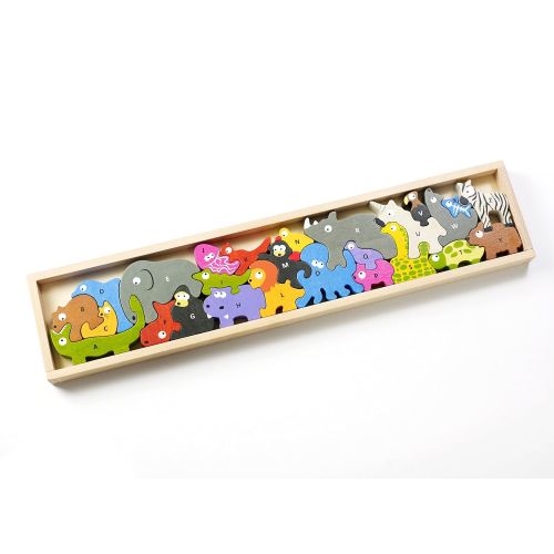  BeginAgain - Animal Parade A to Z Puzzle and Playset, Make Learning Fun and Help Spark Your Childs Imagination, Educational Wooden Alphabet Puzzle (For Kids 2 and Up)