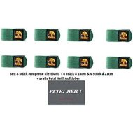 [아마존베스트]Behr Set: 8 neoprene rod bands, Velcro straps, 4 pieces 14 cm and 4 pieces 21 cm + free Petri Heil! sticker.