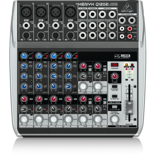  Behringer Q1202USB 12-Input 2-Bus USB Audio Interface Mixer w XENYX Mic Preamps British EQ & Compressors