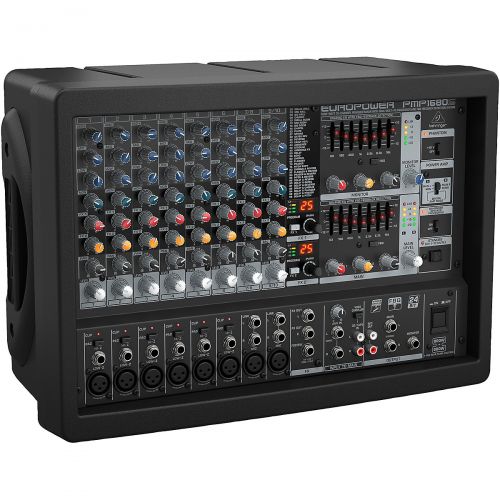  Behringer},description:The Behringer EUROPOWER PMP1680S Powered Mixer (2 x 800W stereo, 1600W bridged mode) produces even more power than its predecessors while maintaining famousl