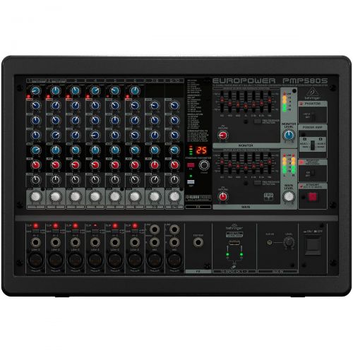  Behringer},description:The amazing PMP580S Powered Mixer packs tremendous power (2 x 250 Watts stereo), while maintaining an incredible power-to- weight ratio. These mixers employ