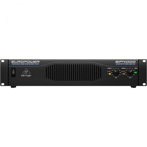  Behringer},description:The rackmount EP4000 EUROPOWER power amp from Behringer delivers up to 2 x 2,000W at 2 ohms, 2 x 1400W at 4 ohms, and 4,000W at 4 ohms in bridge mode. Its Pr
