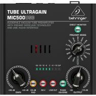 Behringer},description:The TUBE ULTRAGAIN MIC500USB’s handselected 12AX7 vacuum tube gives everything from microphones to acoustic or bass guitars a vintage tube sound in a dependa