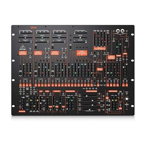  Behringer 2600 Semi-Modular Analog Synthesizer with 3 VCOs and Multi-Mode VCF in 8U Rack-Mount Format & On-Stage RS7030 Rack Stand,Black