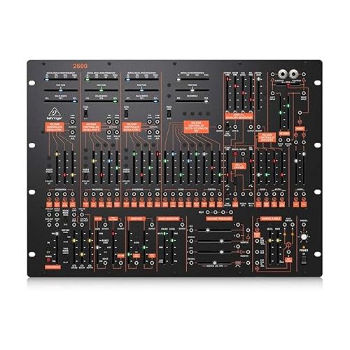  Behringer 2600 Semi-Modular Analog Synthesizer with 3 VCOs and Multi-Mode VCF in 8U Rack-Mount Format & Hosa CMM-890 3.5 mm TS to 3.5 mm TS Unbalanced Patch Cables, 3 Feet