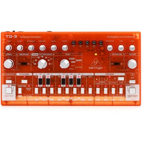  Behringer TD-3-TG Analog Bass Line Synthesizer with Cables - Tangerine