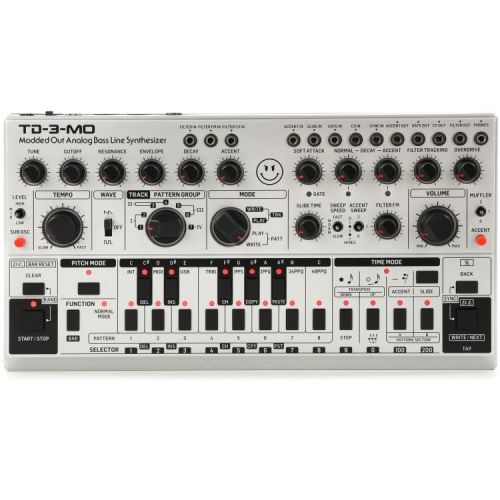  Behringer TD-3-MO-SR Analog Bass Line Synthesizer with Decksaver Cover - Silver