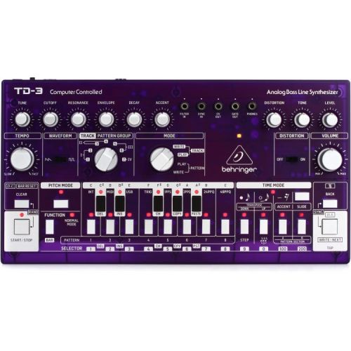  Behringer TD-3-GP Analog Bass Line Synthesizer with Decksaver Cover - Purple