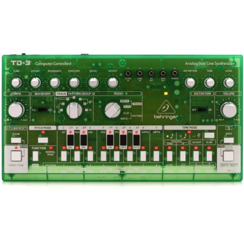  Behringer TD-3-LM Analog Bass Line Synthesizer with Decksaver Cover - Lime