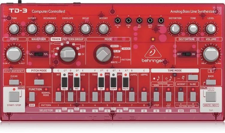  Behringer TD-3-SB Analog Bass Line Synthesizer - Strawberry