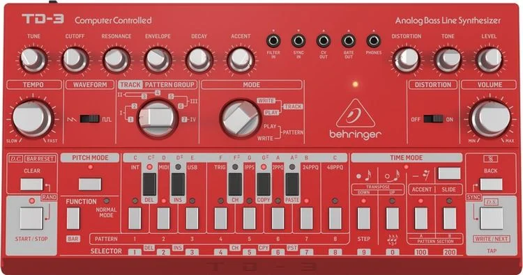  Behringer TD-3-RD Analog Bass Line Synthesizer - Red