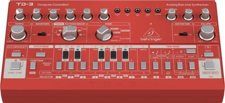  Behringer TD-3-RD Analog Bass Line Synthesizer - Red