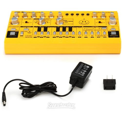  Behringer TD-3-Yellow Analog Bass Line Synthesizer with Decksaver Cover - Yellow