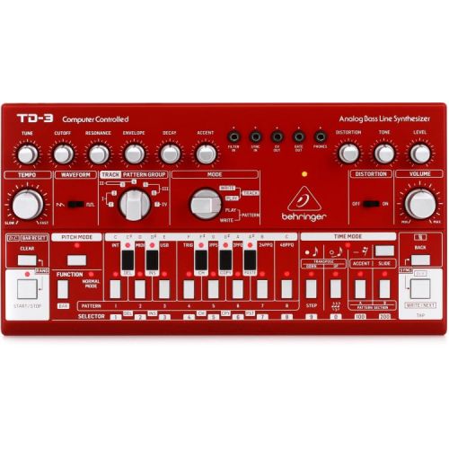  Behringer TD-3-RD Analog Bass Line Synthesizer with Cables - Red