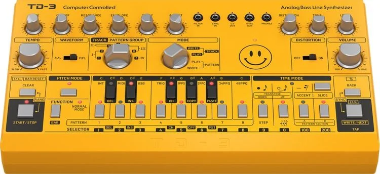  Behringer TD-3-Yellow Analog Bass Line Synthesizer - Yellow Demo