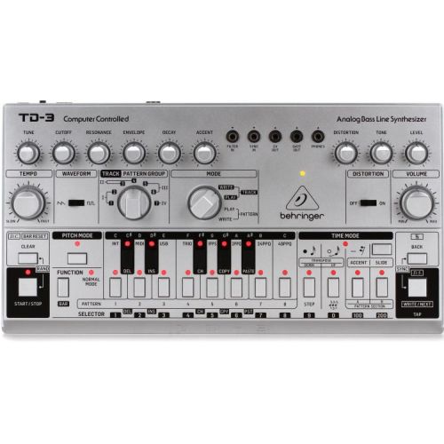  Behringer TD-3-SR Analog Bass Line Synthesizer with Cables - Silver