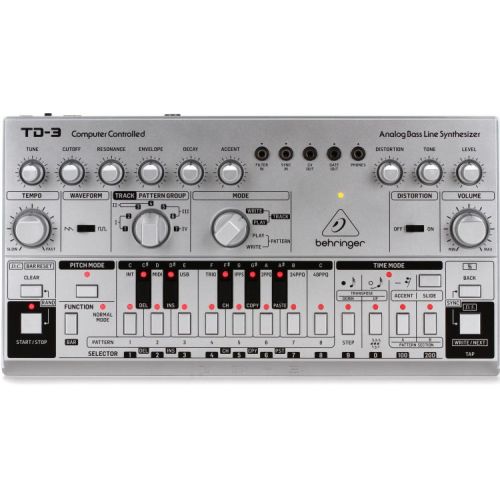  Behringer TD-3-SR Analog Bass Line Synthesizer with Decksaver Cover - Silver