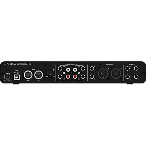  Behringer U-PHORIA UMC404HD Audiophile 4x4, 24-Bit/192 kHz USB Audio/MIDI Interface with Midas Mic Preamplifiers