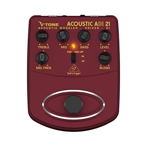  Behringer V-Tone Acoustic Driver DI ADI21 Amp Modeler/Direct Recording Preamp/DI Box,Burgundy
