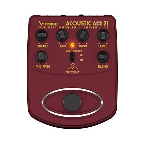  Behringer V-Tone Acoustic Driver DI ADI21 Amp Modeler/Direct Recording Preamp/DI Box,Burgundy