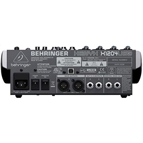  Behringer Xenyx X1204USB Premium 12-Input 2/2-Bus Mixer with USB/Audio Interface,Black