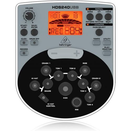  [아마존베스트]BEHRINGER XD80-USB High-Performance 8-Piece Electronic 240 Sounds 15 Drum Sets Lcd Display Black and Grey, inch (XD80USB)