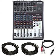 Behringer XENYX 1204USB Small Format Mixer with XENYX Mic Preamps, 12 Input Channels, - With 2x 15 8mm XLR Microphone Cable, Stereo Mini (3.5mm) Male to 2 Mono 14 Male Insert Y-Ca