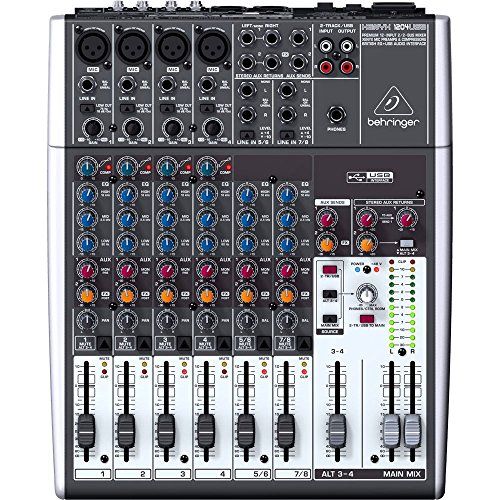  Behringer XENYX 1204USB Small Format Mixer with XENYX Mic Preamps, 12 Input Channels, - With 2x 15 8mm XLR Microphone Cable, Stereo Mini (3.5mm) Male to 2 Mono 14 Male Insert Y-Ca