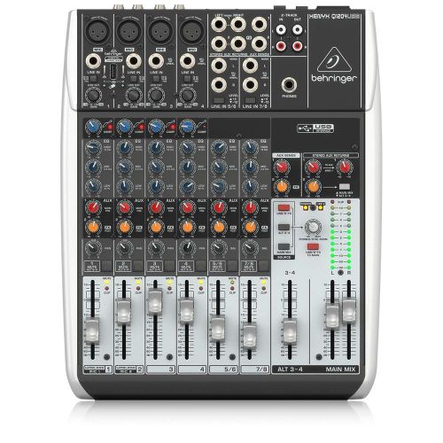  Behringer Q1204Usb Premium 12-Input 22-Bus Mixer with XENYX Mic Preamps & Compressors, Wireless Option and USBAudio Interface