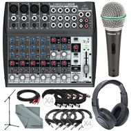 Photo Savings Behringer XENYX 1202 12 Channel Audio Mixer and Platinum Bundle w Samson Dynamic Mic + Closed-Back Headphones + Full-Size Mic Stand + More