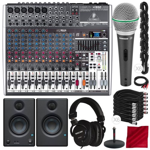  Photo Savings Behringer XENYX X1832USB 18-Input USB Audio Mixer with Effects and PreSonus Eris E3.53.5 Professional Multimedia Reference Monitors, Premium Bundle