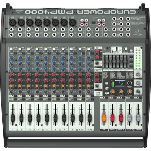  Behringer Europower PMP4000 Powered Mixer - 16 Channels, 1600 Watts with Multi-FX Processor and FBQ Feedback Detection System