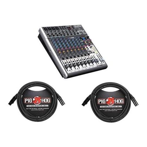  Behringer XENYX X1622USB Premium 16-Input 22-Bus Mixer with XENYX Mic Preamps and Compressors, British EQs - With 2 Pack 15 8mm XLR Microphone Cable