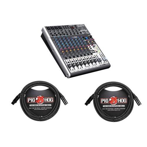  Behringer XENYX X1622USB Premium 16-Input 22-Bus Mixer with XENYX Mic Preamps and Compressors, British EQs - With 2 Pack 15 8mm XLR Microphone Cable