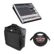 Behringer XENYX X1222USB Premium 12-Input 2/2-Bus Mixer with XENYX Mic Preamps and Compressors, British EQs - Bundle With Gator Padded Nylon Mixer/Equipment Bag, 15 8mm XLR Microph