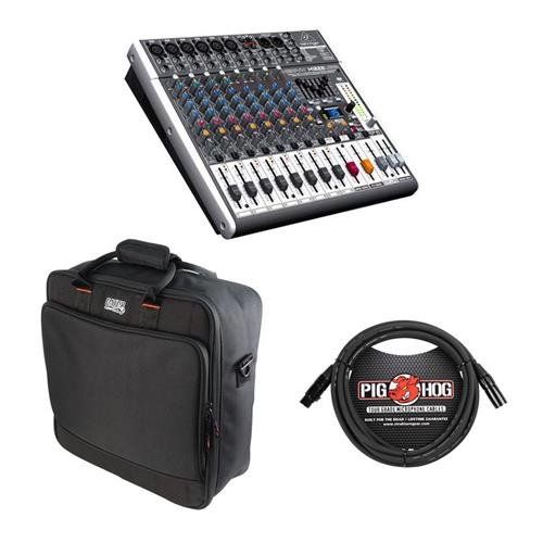  Behringer XENYX X1222USB Premium 12-Input 22-Bus Mixer with XENYX Mic Preamps and Compressors, British EQs - Bundle With Gator Padded Nylon MixerEquipment Bag, 15 8mm XLR Microph