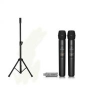 Behringer Ultralink ULM202USB High-Performance 2.4 GHz Digital Wireless System, Includes 2 Microphones and Dual-Mode USB Receiver - With On-Stage Mini-Adjustable Speaker Stand