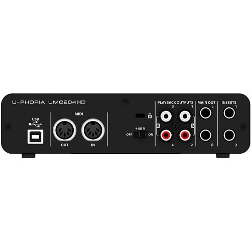  Behringer U-PHORIA (UMC204HD) Audiophile 2x4, 24bit192kHz USB AudioMIDI Interface w Pro DJ Bundle Includes, 18 TRS Male to Two 14 TS Male Cable & 2-Pack Premier Series XLR Mal