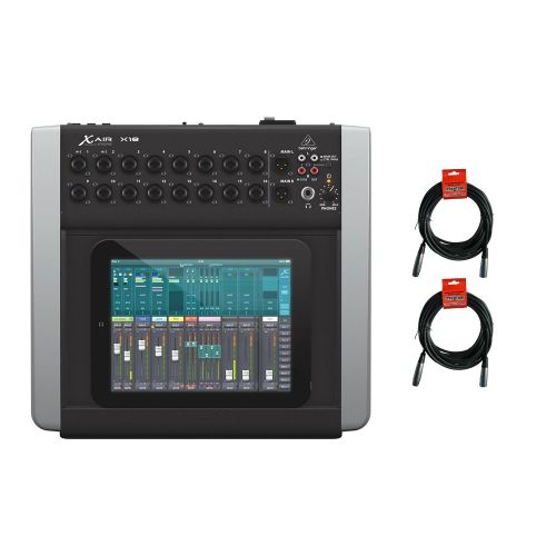  Behringer X AIR X18 18-Channel, 12-Bus Digital Mixer for iPadAndroid Tablets with 2 Microphone Cable