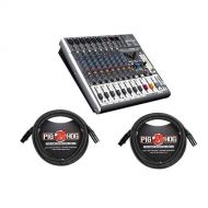 Behringer XENYX X1222USB Premium 12-Input 22-Bus Mixer with XENYX Mic Preamps and Compressors, British EQs - With 2 Pack 15 8mm XLR Microphone Cable