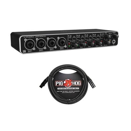  Behringer U-PHORIA UMC404HD Audiophile 4x4, 24-Bit192 kHz USB AudioMIDI Interface with Midas Mic Preamplifiers - with 10 8mm XLR Microphone Cable