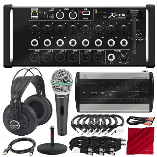  Behringer - Photo Savings Behringer X Air XR16 Digital Mixer with Wi-Fi and USB Recorder with Behringer Powerplay 16-Channel Digital Personal Mixer, Samson SR850 Headphones, Samson Microphone and Premium St