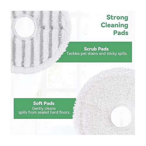  3764 SpinWave+ Mop Pads: 8 Pack Spinwave Mop Pads Compatible with Bissell 3764 and 37643 SpinWave+ Vac Cordless All-in-One Powered Spin Mop - Washable and Reusable