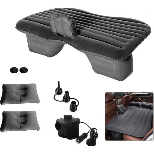  Inflatable Car Mattress Back Seat Bed, BeiLan Car Air Mattress for Camping Travel with Air-Pump & 2 Air Pillows Compatible with Truck SUV(Black)