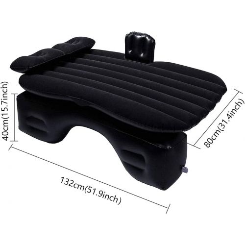  Inflatable Car Mattress Back Seat Bed,Car Air Mattress for Camping Travel with Air-Pump & 2 Air Pillows Compatible with Truck SUV by BeiLan (Black-1)