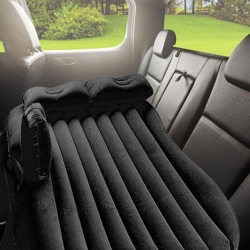 Inflatable Car Mattress Back Seat Bed,Car Air Mattress for Camping Travel with Air-Pump & 2 Air Pillows Compatible with Truck SUV by BeiLan (Black-1)