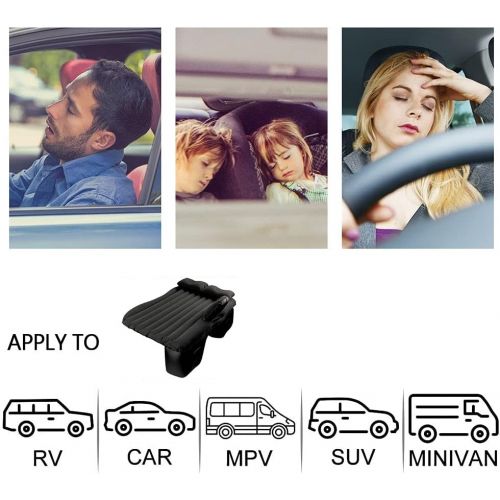  Inflatable Car Mattress Back Seat Bed,Car Air Mattress for Camping Travel with Air-Pump & 2 Air Pillows Compatible with Truck SUV by BeiLan (Black-1)