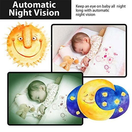  Video Baby Monitor, BeiLan Digital Security 2.4GHz Talk-Back Two-Way Audio Night Vision Temp Sensor Long-rang Signal Built-in Lullaby Comfort Baby 2.0 LCD Screen